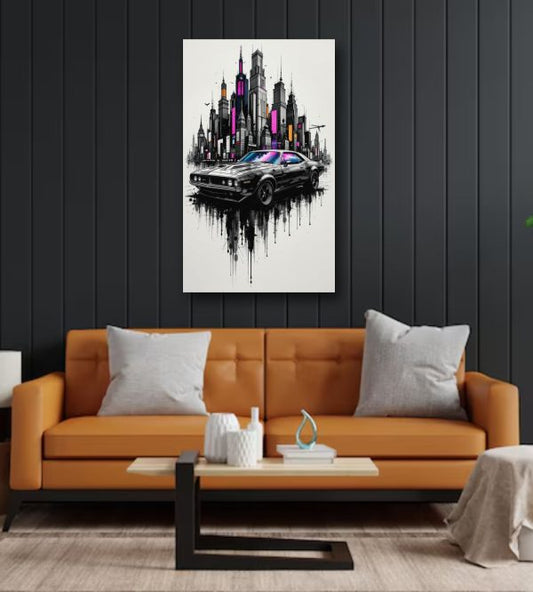 Metal Wall Art, Car Design Metal Printed Wall Decor