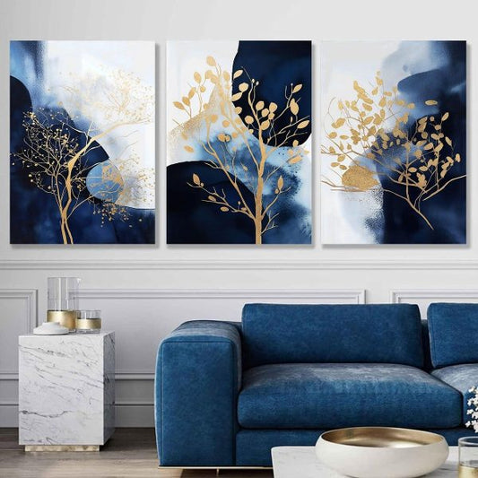 Set Of 3pcs Flower Metal Art Wall Frame